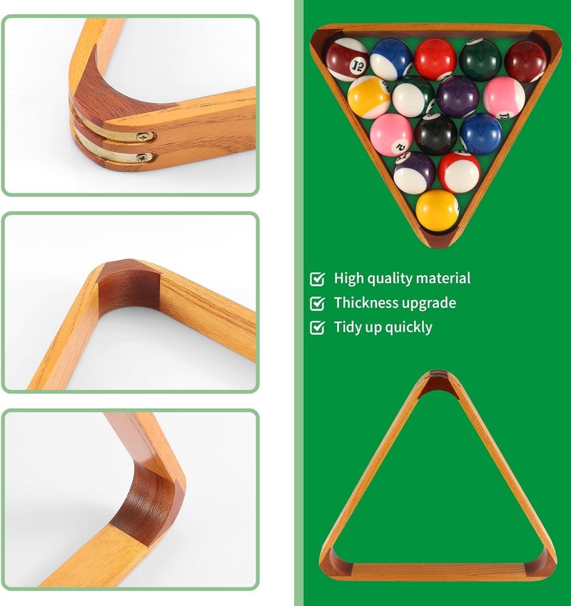 HMQQ Solid Wood Billiard 8-Ball Triangle / 9-Ball Diamond Pool Ball Racks for 2-1/4" Pool Balls, Pool Table Accessories (Yellow) - Image 4